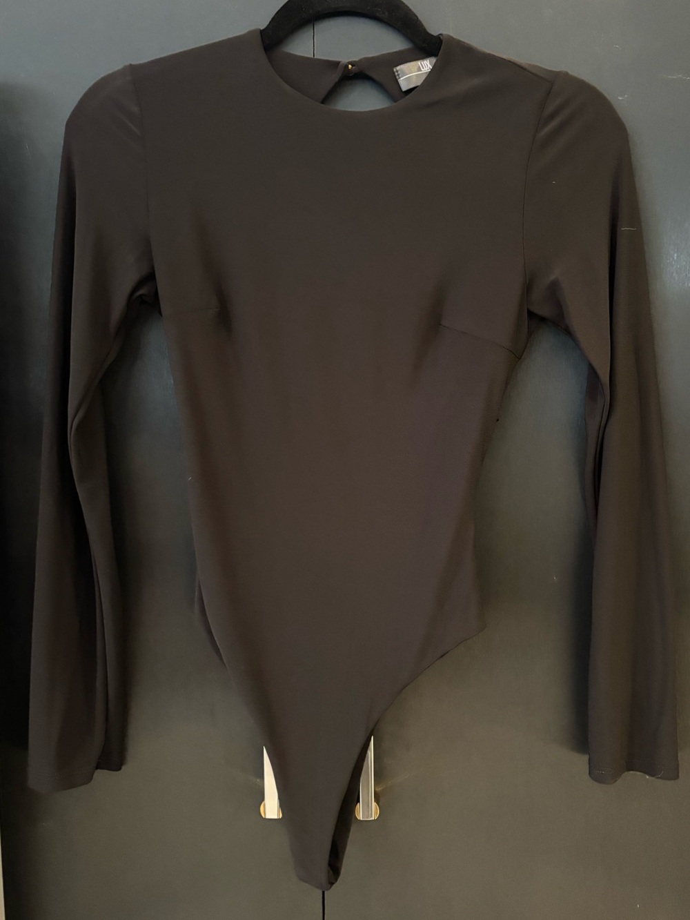 Lux LA Black Long-Sleeve Open Back Bodysuit Bodysuit